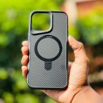 Carbon MagSafe Camera Bumper Case with Metal Kickstand