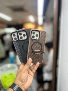 Carbon Magsafe Camera Bumper  Metal Kick Stand Case - Image 4