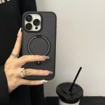 Carbon Magsafe Camera Bumper Case With Metal Kick-Stand For iPhone - Image 7