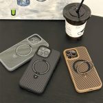 Carbon Magsafe Camera Bumper Case With Metal Kick-Stand For iPhone