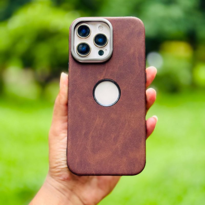 New Premium Pu Lather Camera Bumper Metal Case For iPhone