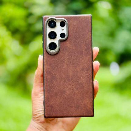 New Premium Pu Lather Camera Bumper Metal Case For Samsung