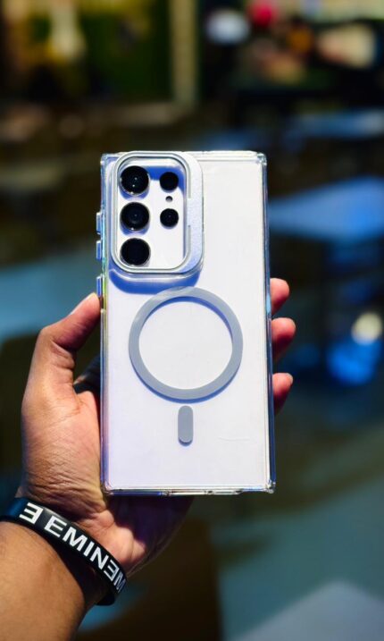 Anti Yellow Crystal Clear Camera Stand Case For Samsung Galaxy