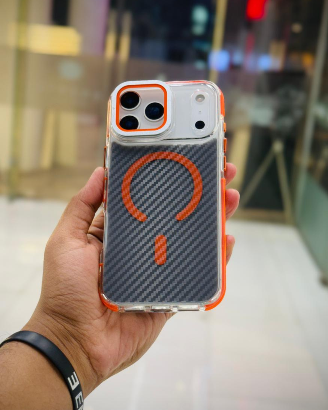 Luxury Carbon Fiber Camera Window Protective Design Phone Case for iPhone